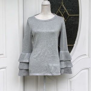 CALVIN KLEIN metallic ruffled top